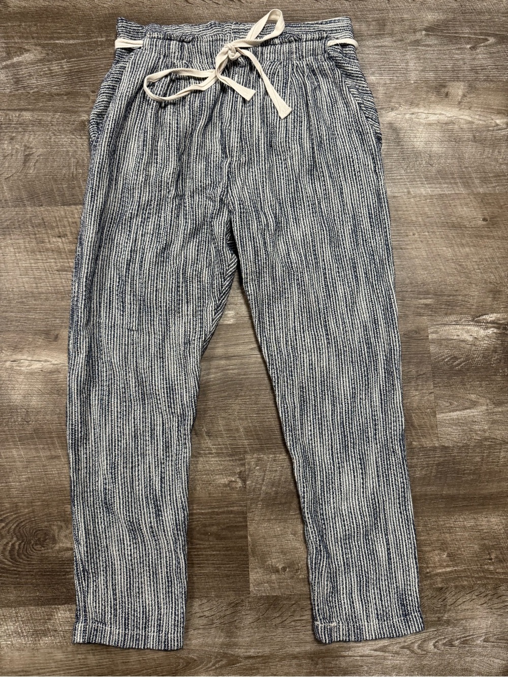 Free People Light at Sunrise Indigo Stripe Pants Size 8
